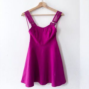 TOPSHOP PETITE FUSCIA AIRTEX SKATER DRESS